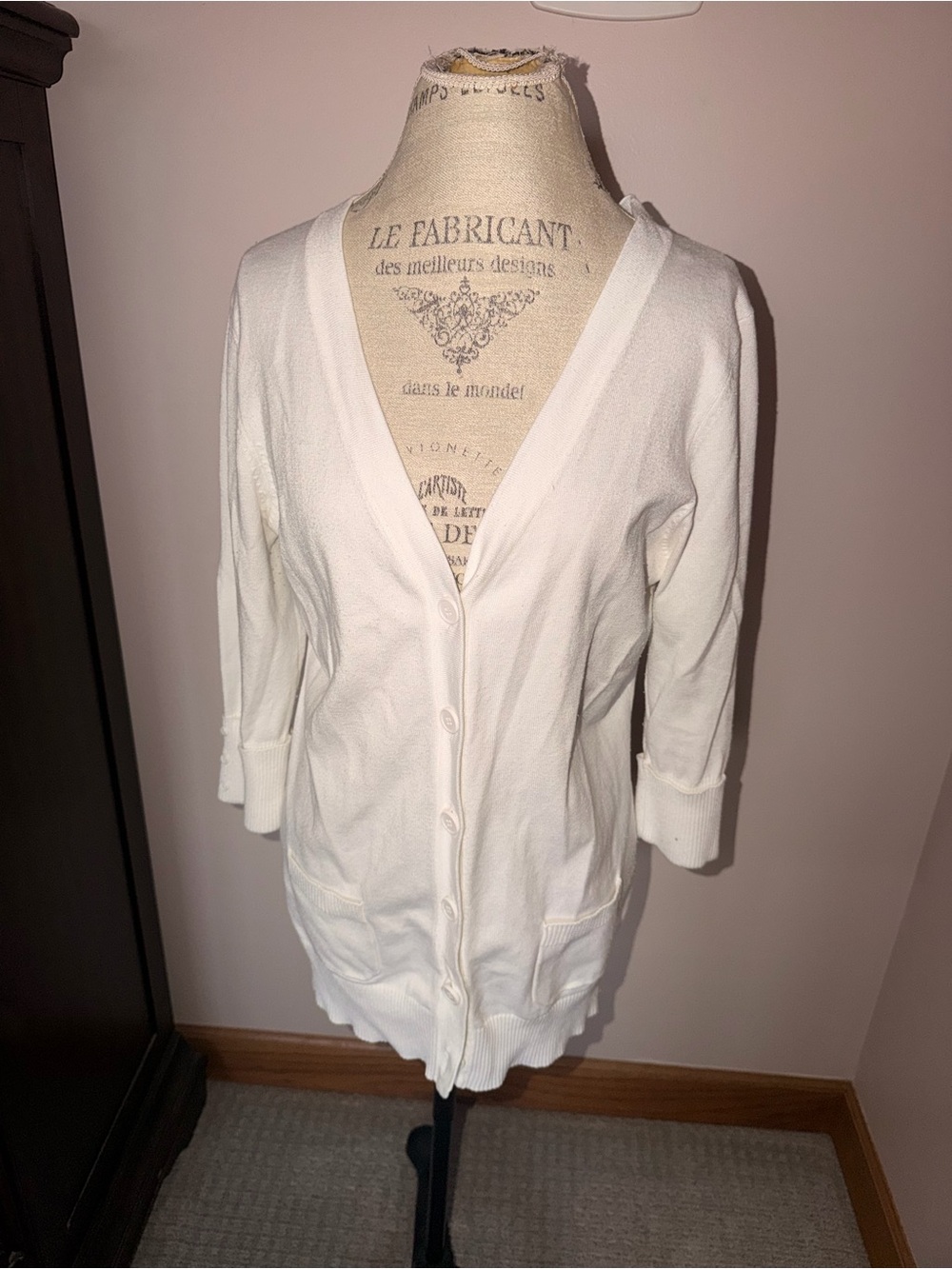 White cardigan 3/4 sleeve